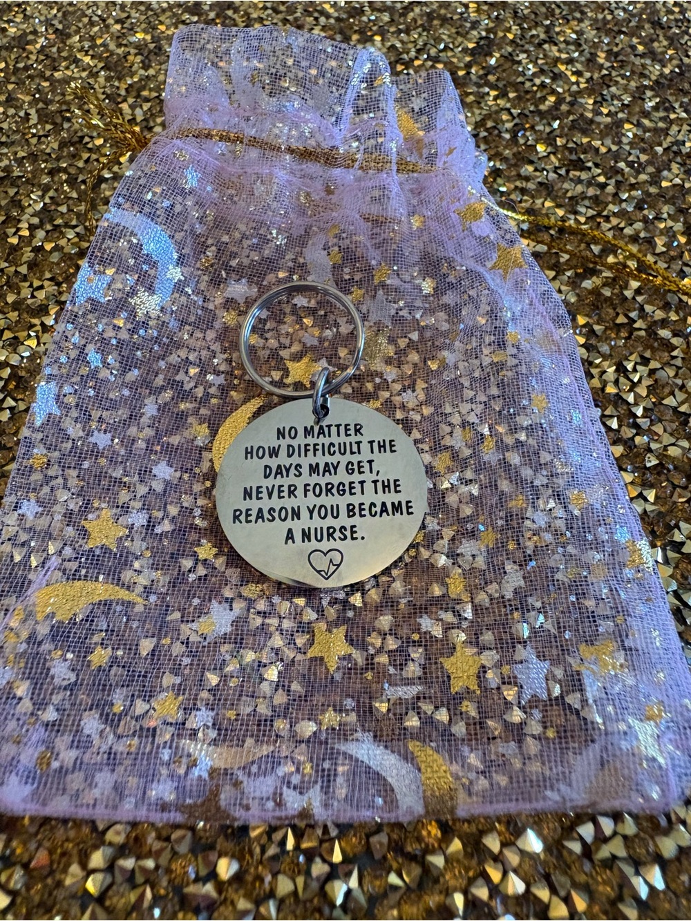 Nurse Reminder Inspirational Keychain - Gold Tone